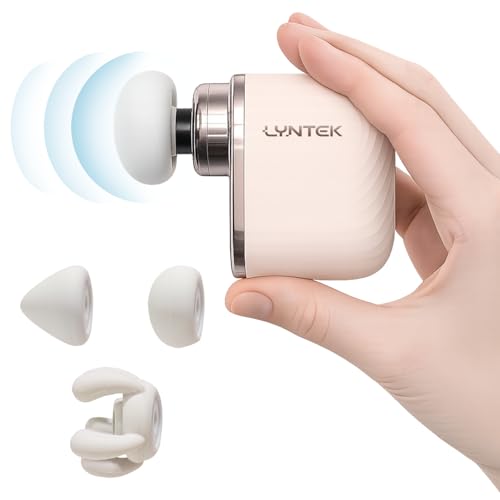 LYNTEK Mini Massage Gun - Small Handheld Muscle Massager with Percussion Deep Tissue, 5 Adjustable Vibration Frequency & 3 Interchangeable Heads - Portable Pocket Massage Gun for Gym, Travel, Office