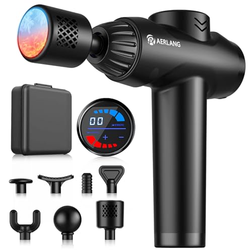 AERLANG Massage Gun with Heat and Cold,Massage Gun Massage Gun Deep Tissue | Back Massager for Pain Relief,Percussion Muscle Massager,Handheld Messager with 7Heads&Silent 20speeds Smart LCD