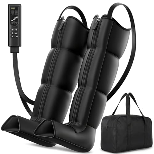 Feelvane Leg Compression Massager Recovery System - Full-Leg Compression Boots with 8 Intensity 6 Modes for Circulation & Muscle Relief, FSA-HSA Eligible, Gifts for Men & Women, Black Medium