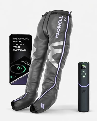 Flowell Air Pressure Therapy System – FDA Cleared (K233238) Sport Mobile Compression Pants – App-Controlled 4-Chamber Leg Compression for Daily Recovery & Circulatory Support