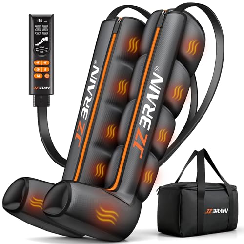 JZBRAIN Air Compression Boots Leg Massager: Sequential Full-Leg Recovery with Heat, 6 Modes & 11 Intensities for Post‑Workout Relieve & Daily Relaxation for Athletes, Fitness Users (Medium)