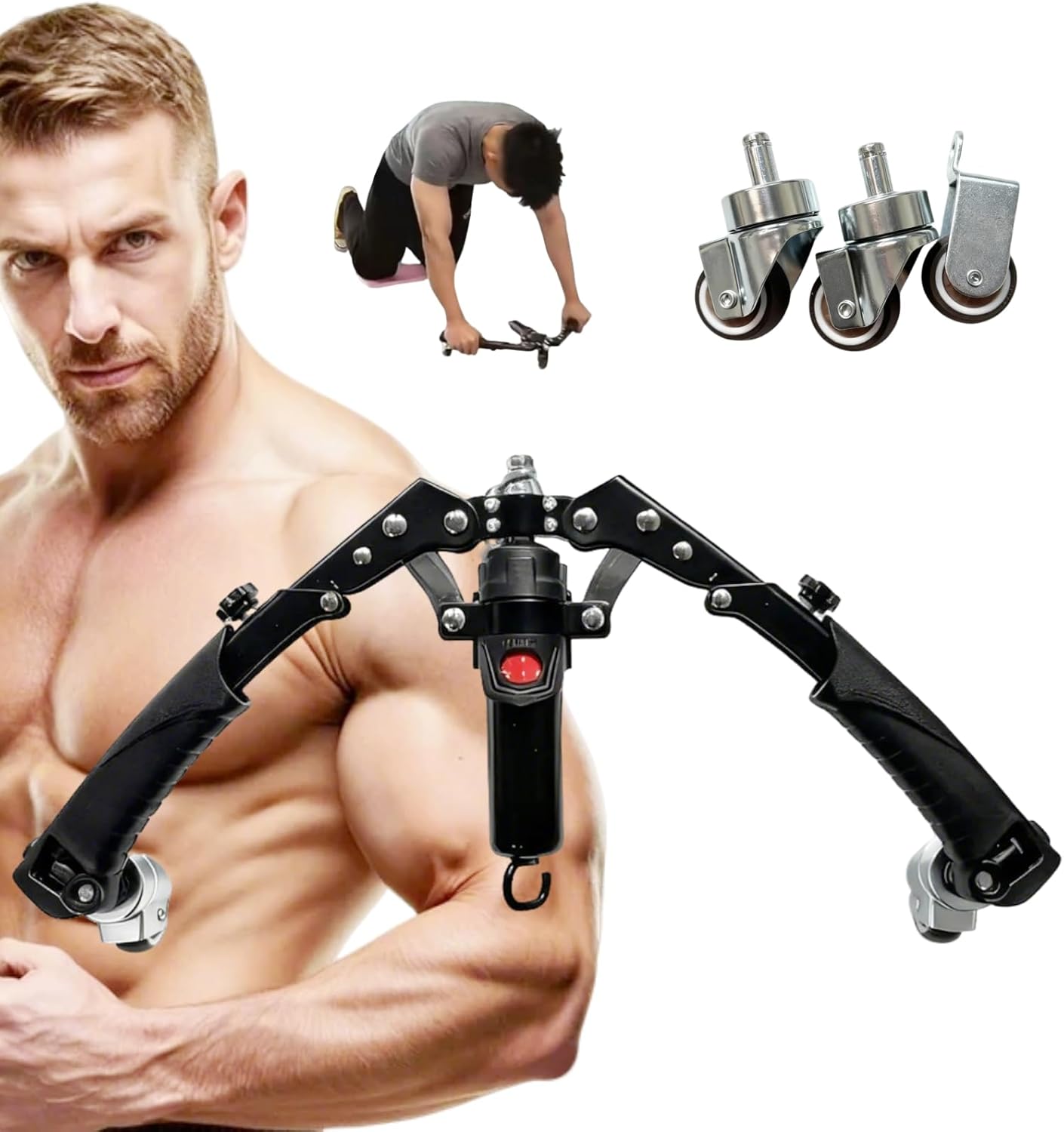 Adjustable Twister Arm Exerciser, 22-440lb Hydraulic Power for Men Women, 3 in 1 Hydraulic Power Chest Workout Equipment w...