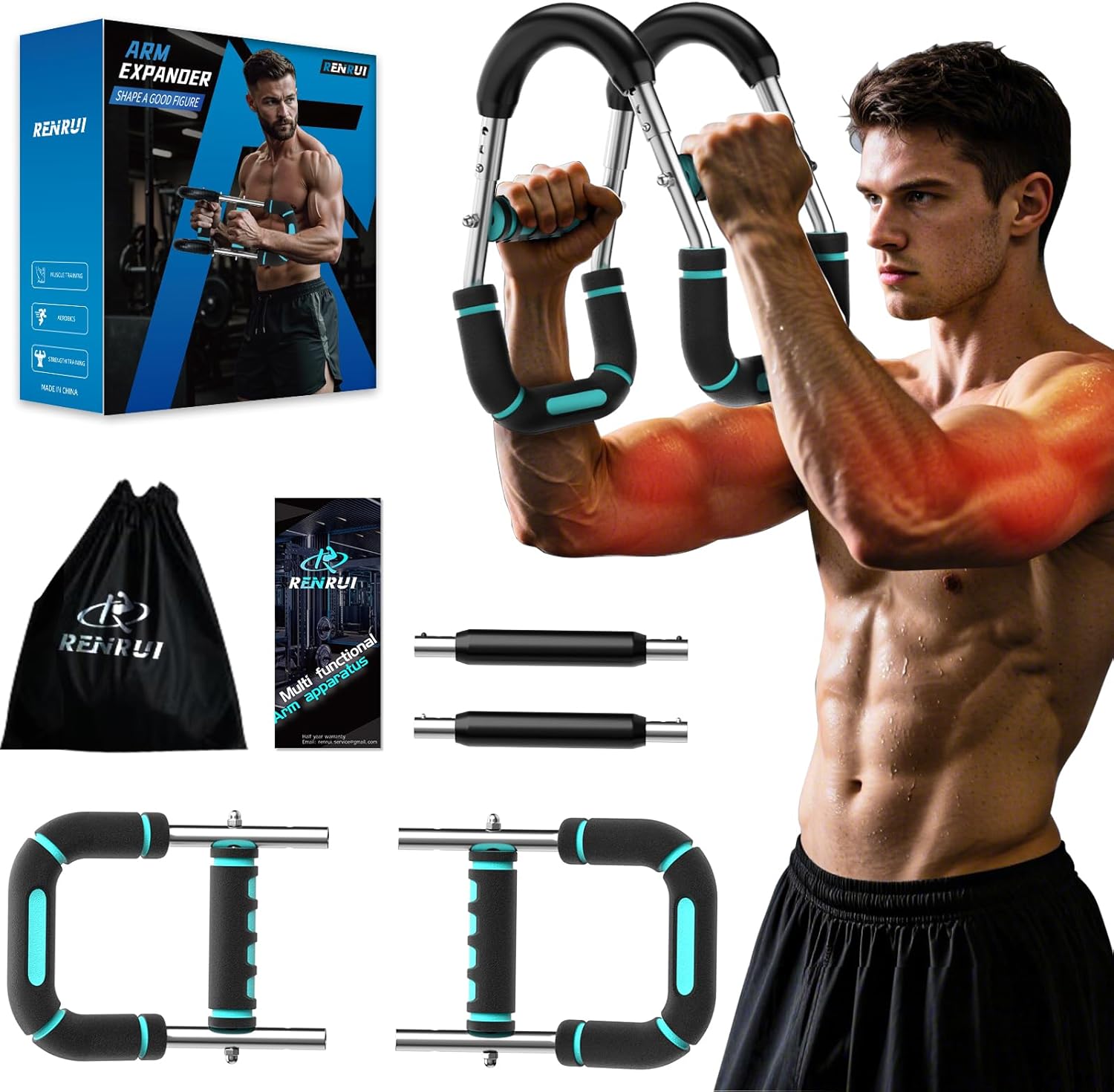 RENRUI Twister Arm Trainer Chest Workout Equipment for Men & Women, Adjustable 5 Resistance (40-130 lbs) Home Gym Strength...
