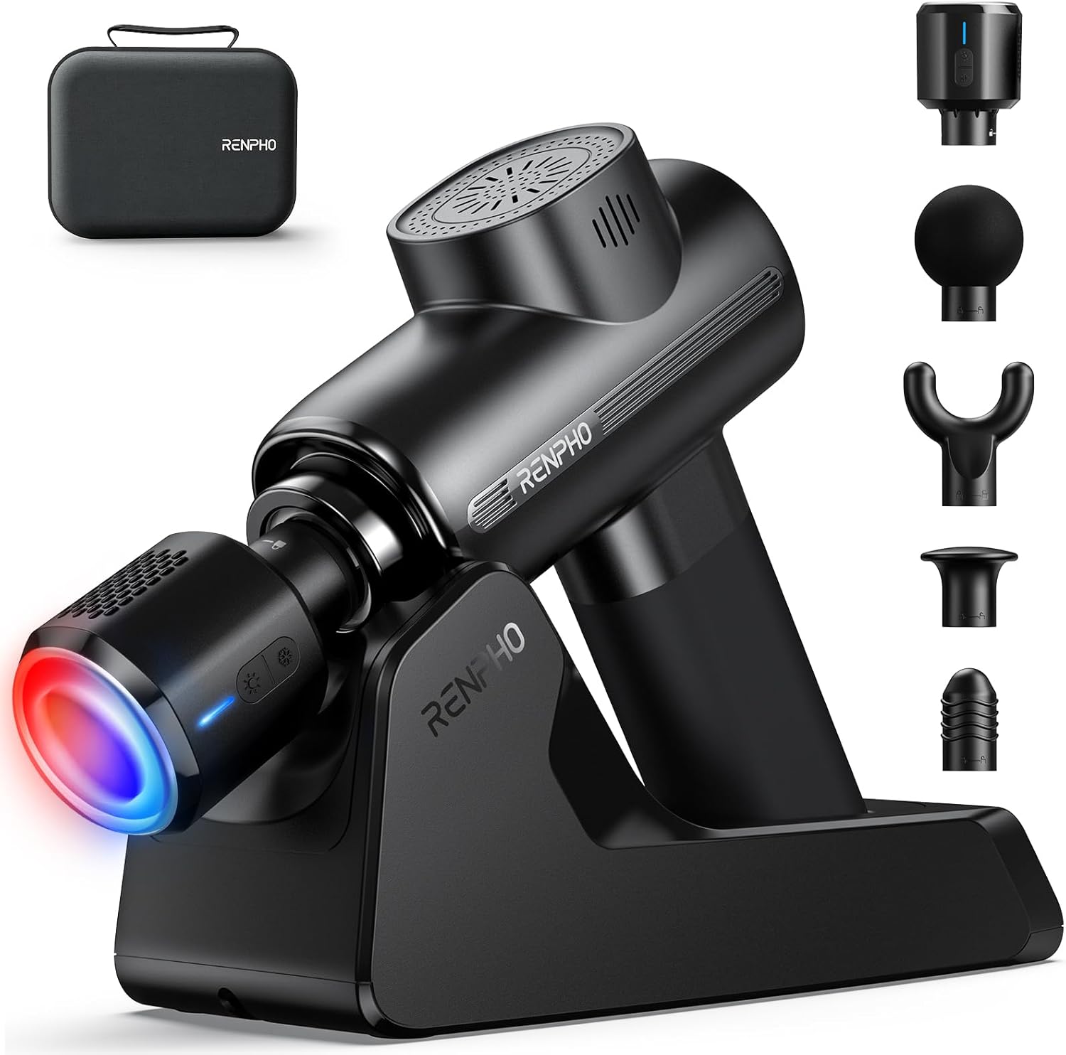 RENPHO Active Thermacool Deluxe Massage Gun Deep Tissue with Charging Stand, Fathers Day Dad Gifts Handheld Back Massager ...