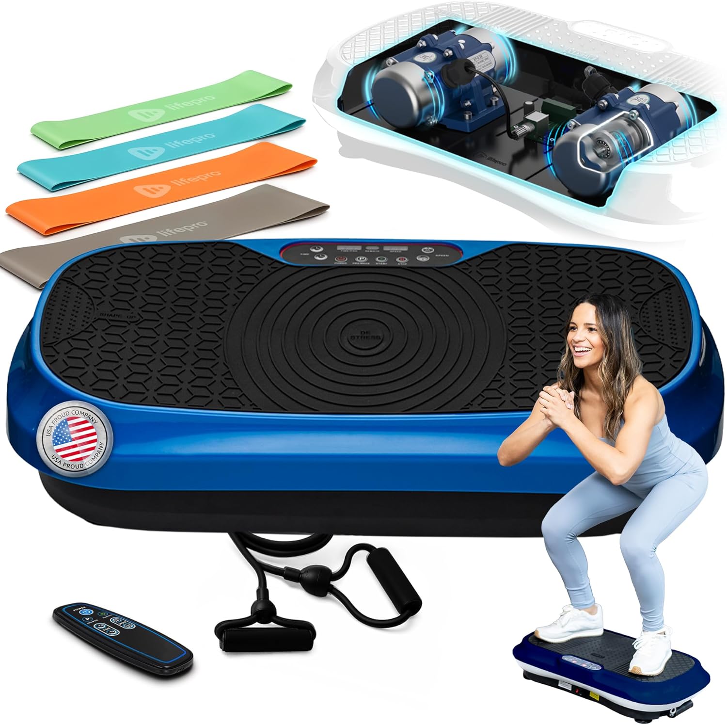Lifepro Waver Mini Vibration Plate Exercise Machine with Remote & Bands — Compact Whole Body Vibrating Plate for Lymphatic...