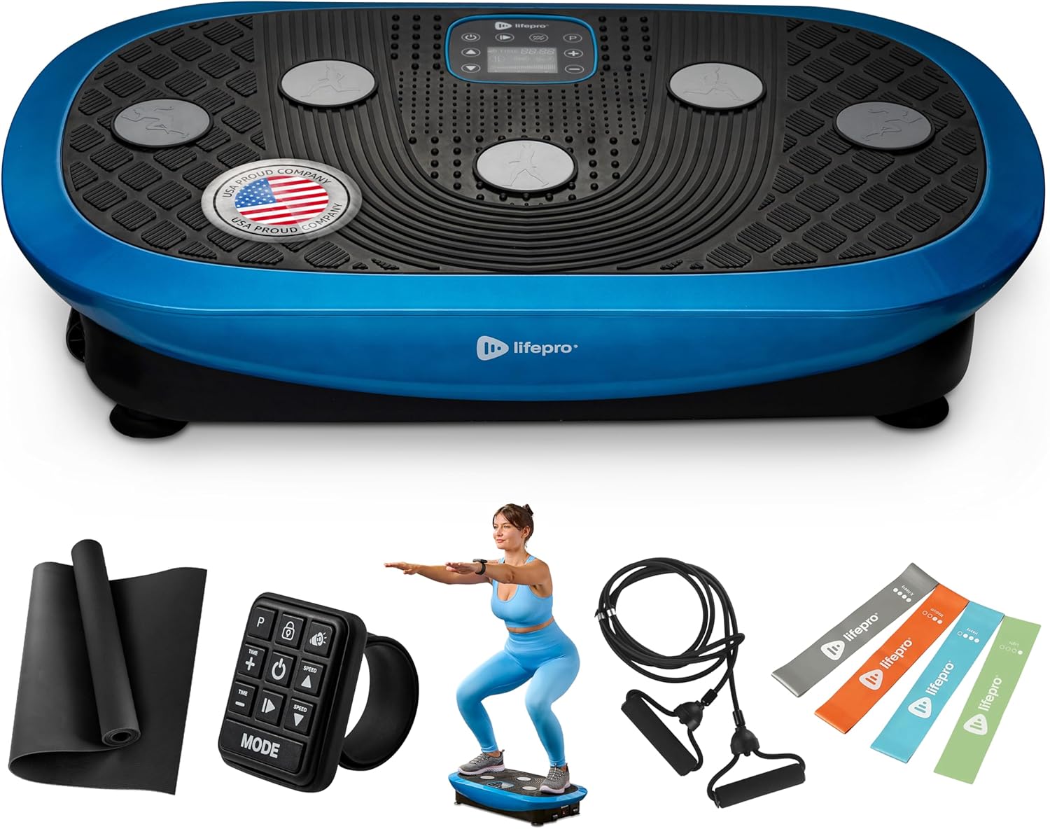 Lifepro 4D Vibration Plate Exercise Machine — Triple Motor, 7 Presets, 60 Speeds Rumblex Plus/Pro Vibrating Platform with ...