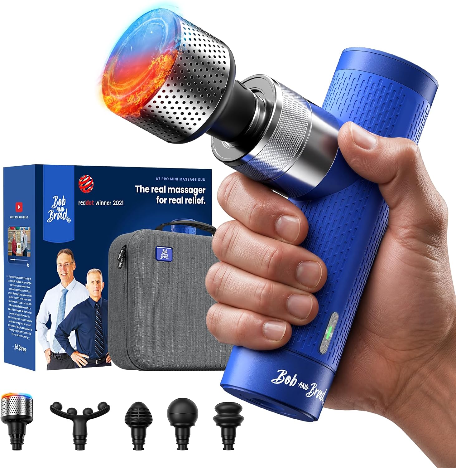 BOB AND BRAD A7 Pro Massage Gun with Heat & Cold Therapy for Back Pain & Recovery - 11mm Deep Tissue, Portable Quiet Handh...