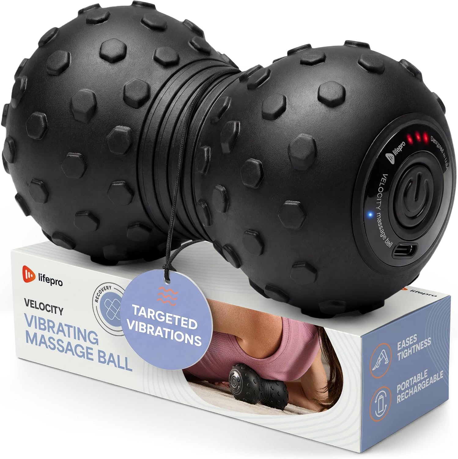 LifePro 4-Speed Vibrating Massage Ball - Peanut Massager Combines a Lacrosse Ball with Vibrating Foam Roller | Vibration R...