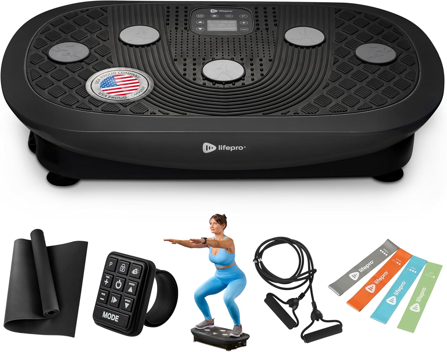 Lifepro 4D Vibration Plate Exercise Machine — Triple Motor, 7 Presets, 60 Speeds Rumblex Plus/Pro Vibrating Platform with ...