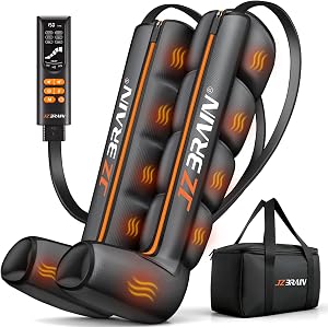 JZBRAIN Air Compression Boots Leg Massager: Sequential Full-Leg Recovery with Heat, 6 Mode